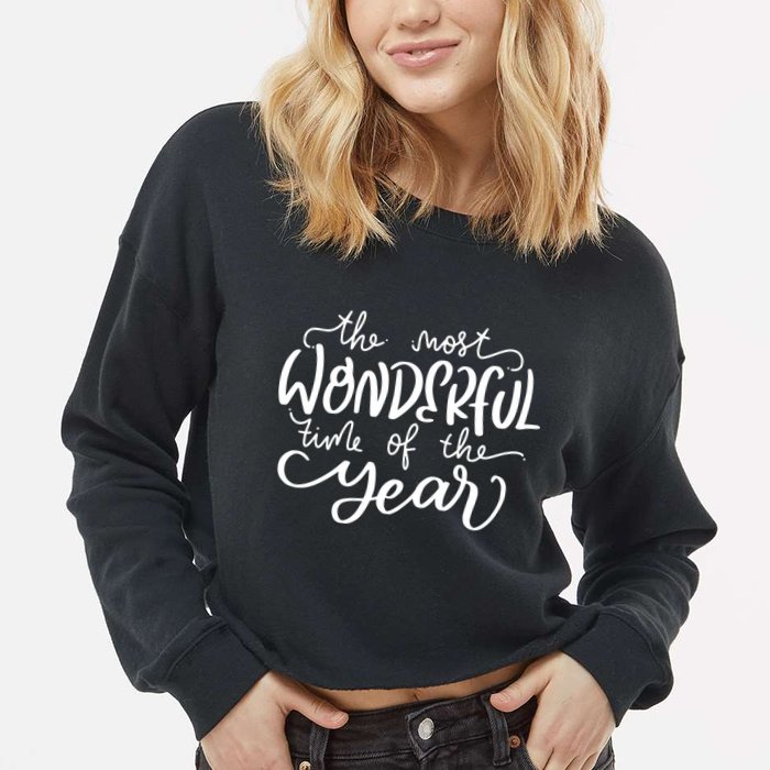 It's The Most Wonderful Time Of The Year Christmas Holiday Cropped Pullover Crew