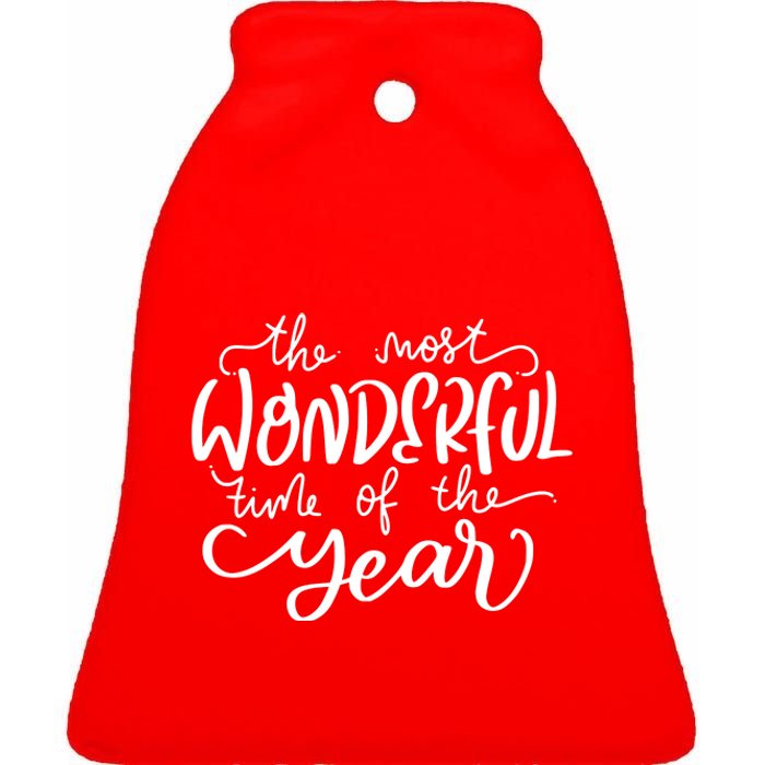 It's The Most Wonderful Time Of The Year Christmas Holiday Ceramic Bell Ornament