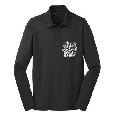 ItS The Most Wonderful Time Of The Year Christmas Lights Gift Silk Touch Performance Long Sleeve Polo