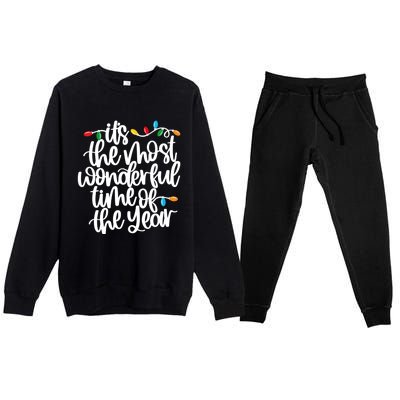 ItS The Most Wonderful Time Of The Year Christmas Lights Gift Premium Crewneck Sweatsuit Set