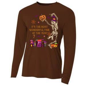 ItS The Most Wonderful Time Of The Year Halloween Skeleton Cooling Performance Long Sleeve Crew