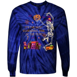 ItS The Most Wonderful Time Of The Year Halloween Skeleton Tie-Dye Long Sleeve Shirt