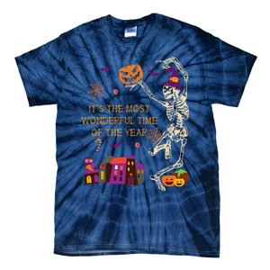 ItS The Most Wonderful Time Of The Year Halloween Skeleton Tie-Dye T-Shirt