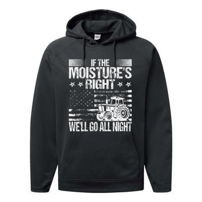 If The MoistureS Right WeLl Go All Night Vintage Usa Flag Performance Fleece Hoodie