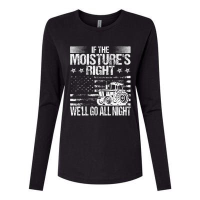 If The MoistureS Right WeLl Go All Night Vintage Usa Flag Womens Cotton Relaxed Long Sleeve T-Shirt