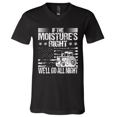 If The MoistureS Right WeLl Go All Night Vintage Usa Flag V-Neck T-Shirt