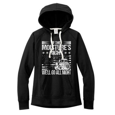 If The MoistureS Right WeLl Go All Night Vintage Usa Flag Women's Fleece Hoodie