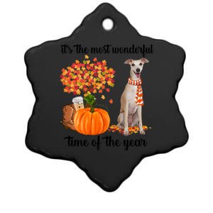 ItS The Most Wonderful Time Of The Year Greyhound Fall Gift Ceramic Star Ornament