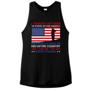 I Taught My Son How To Stand Up Proud Military Mom And Dad Ladies PosiCharge Tri-Blend Wicking Tank