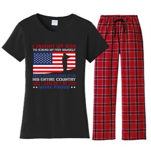 I Taught My Son How To Stand Up Proud Military Mom And Dad Women's Flannel Pajama Set