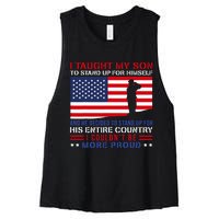 I Taught My Son How To Stand Up Proud Military Mom And Dad Women's Racerback Cropped Tank