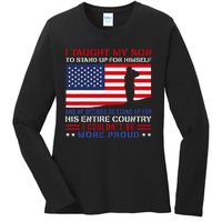 I Taught My Son How To Stand Up Proud Military Mom And Dad Ladies Long Sleeve Shirt