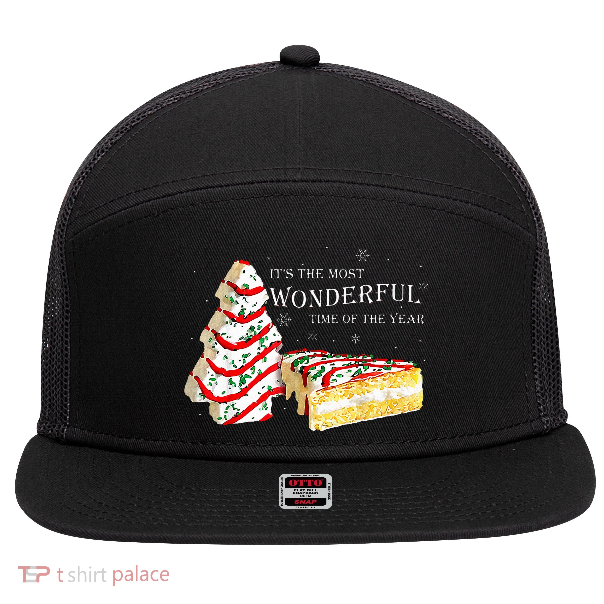 Its The Most Wonderful Time Of The Year Snack Cake Christmas 7 Panel Mesh Trucker Snapback Hat