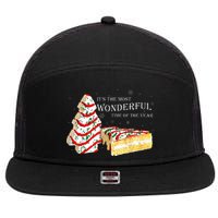 Its The Most Wonderful Time Of The Year Snack Cake Christmas 7 Panel Mesh Trucker Snapback Hat