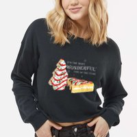 Its The Most Wonderful Time Of The Year Snack Cake Christmas Cropped Pullover Crew
