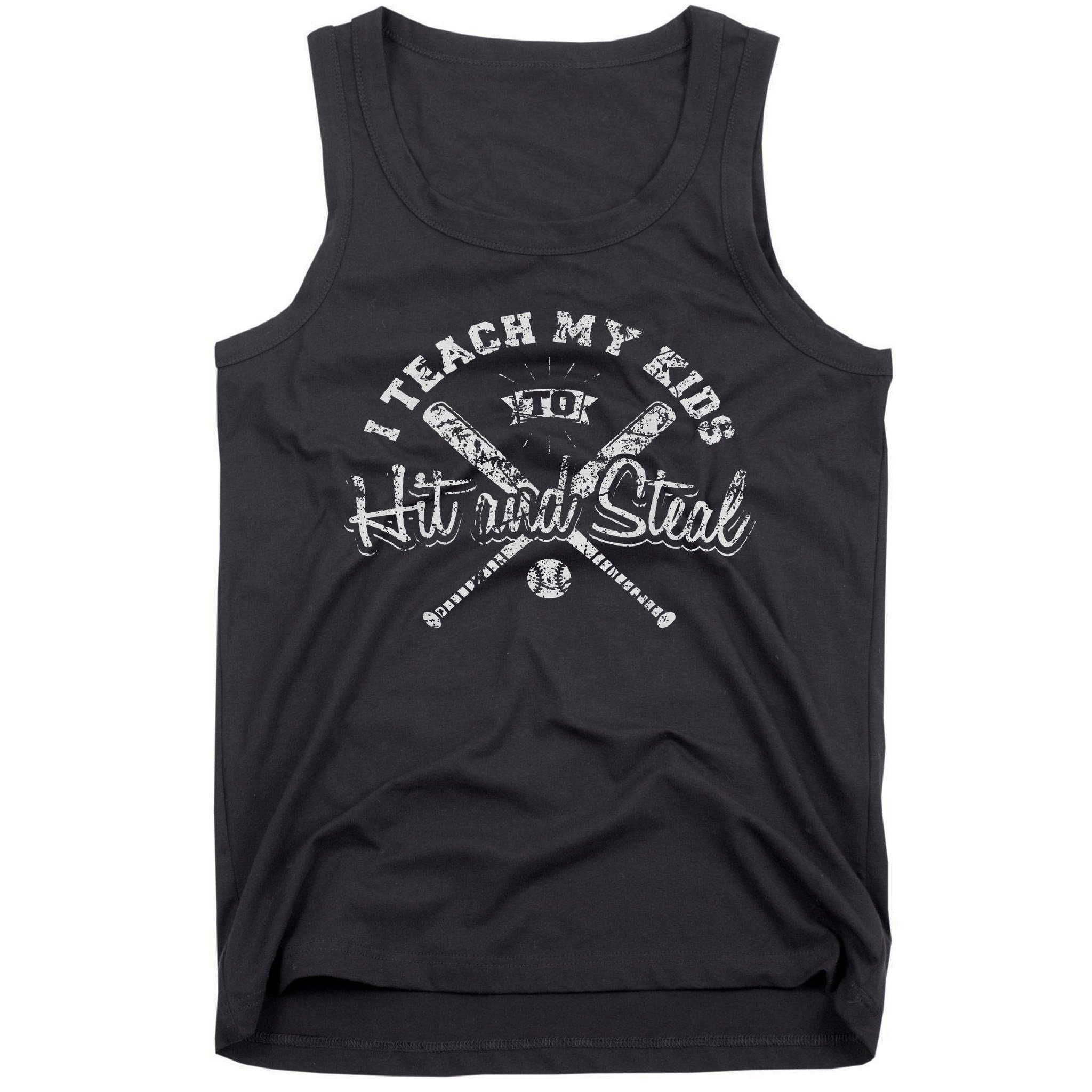 I Teach My To Hit And Steal Funny Baseball Vintage Tank Top