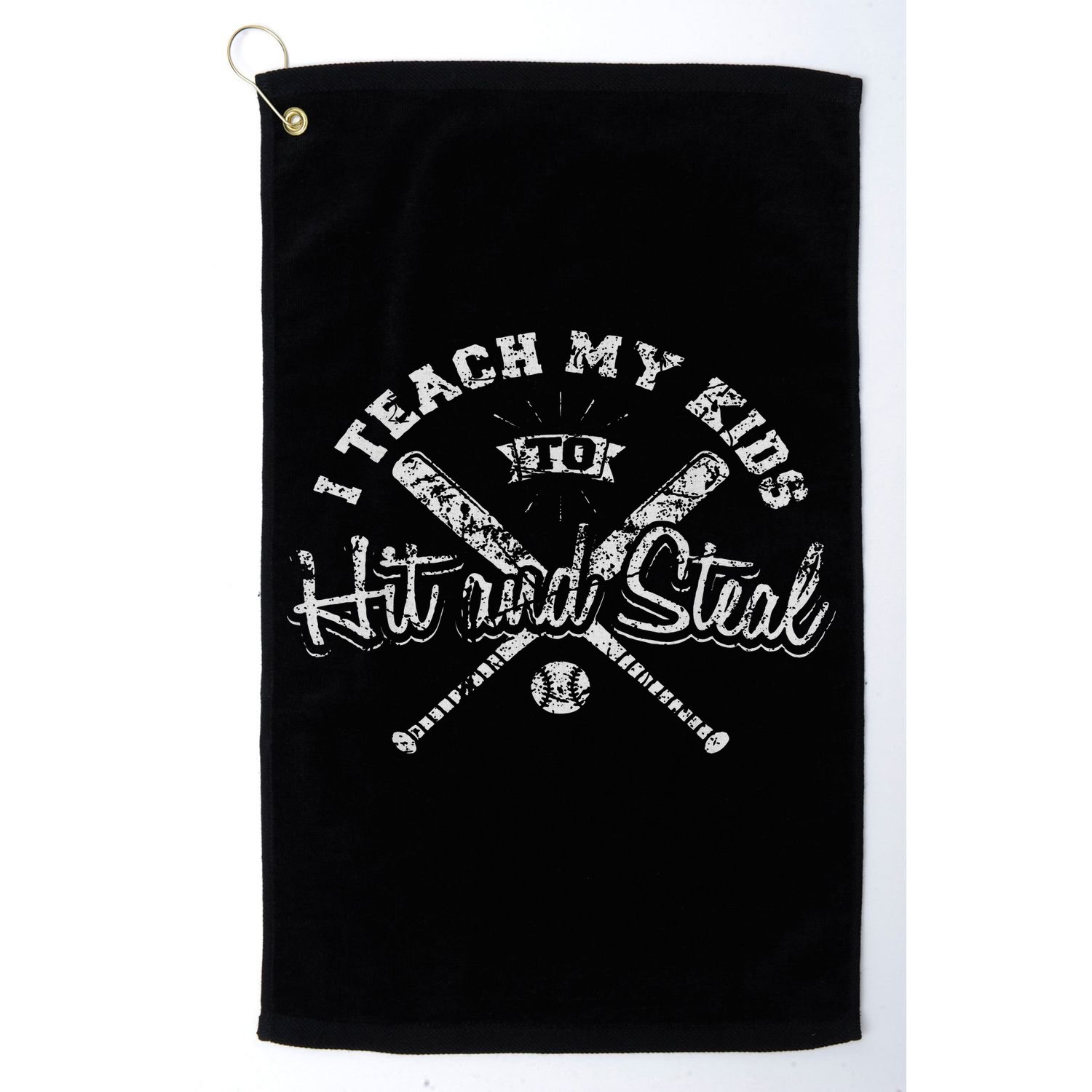 I Teach My To Hit And Steal Funny Baseball Vintage Golf Towel