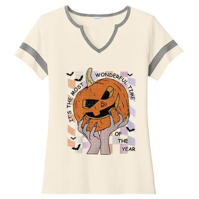 ItS The Most Wonderful Time Of The Year Pumpkin Autumn Cool Gift Ladies Halftime Notch Neck Tee