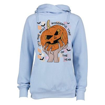 ItS The Most Wonderful Time Of The Year Pumpkin Autumn Cool Gift Womens Funnel Neck Pullover Hood