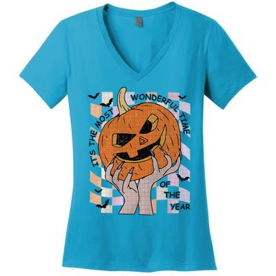 ItS The Most Wonderful Time Of The Year Pumpkin Autumn Cool Gift Women's V-Neck T-Shirt