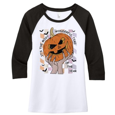 ItS The Most Wonderful Time Of The Year Pumpkin Autumn Cool Gift Women's Tri-Blend 3/4-Sleeve Raglan Shirt