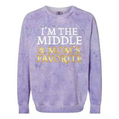 Im The Middle And Moms Favorite Funny Sibling Colorblast Crewneck Sweatshirt