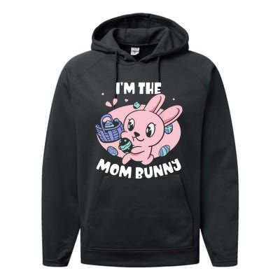 I'm The Mom Bunny Sayings Happy Egg Easter Mother Mommy Mama Performance Fleece Hoodie