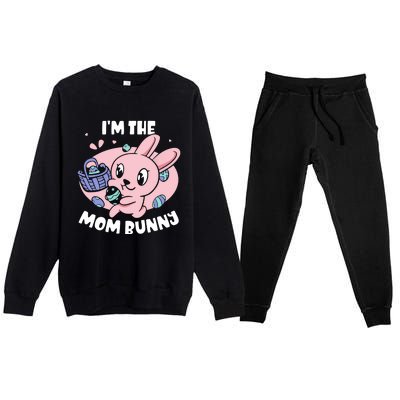 I'm The Mom Bunny Sayings Happy Egg Easter Mother Mommy Mama Premium Crewneck Sweatsuit Set