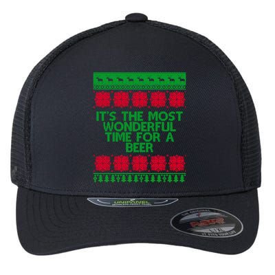 Its The Most Wonderful Time For A Beer Christmas Flexfit Unipanel Trucker Cap