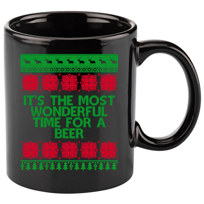 Its The Most Wonderful Time For A Beer Christmas 11oz C Handle Ceramic Mug