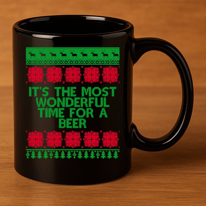 Its The Most Wonderful Time For A Beer Christmas 11oz C Handle Ceramic Mug
