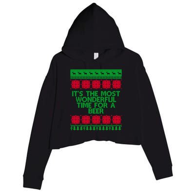 Its The Most Wonderful Time For A Beer Christmas Crop Fleece Hoodie