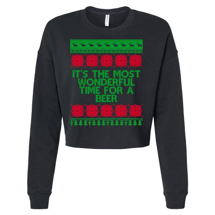 Its The Most Wonderful Time For A Beer Christmas Cropped Pullover Crew
