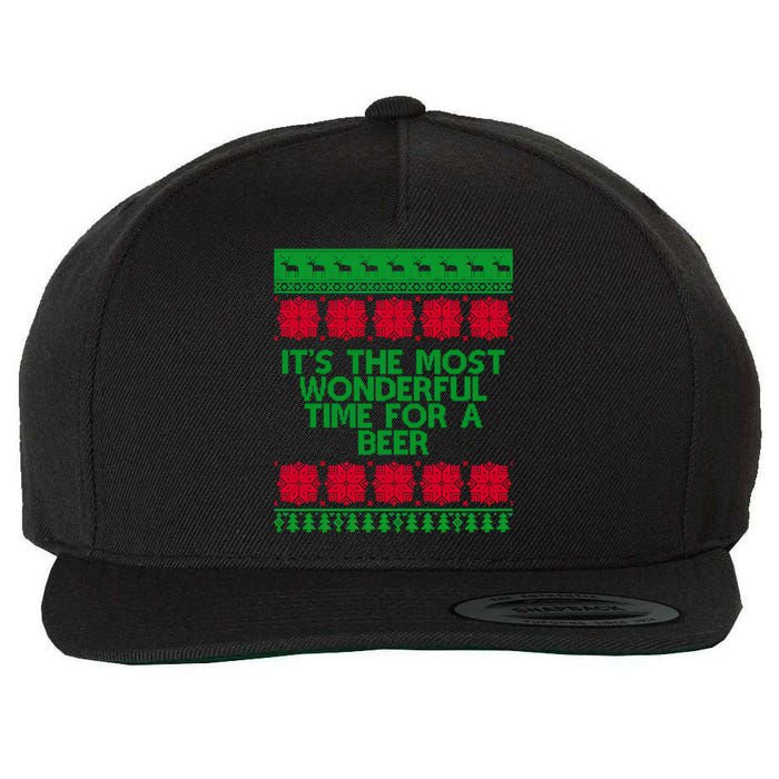 Its The Most Wonderful Time For A Beer Christmas Wool Snapback Cap