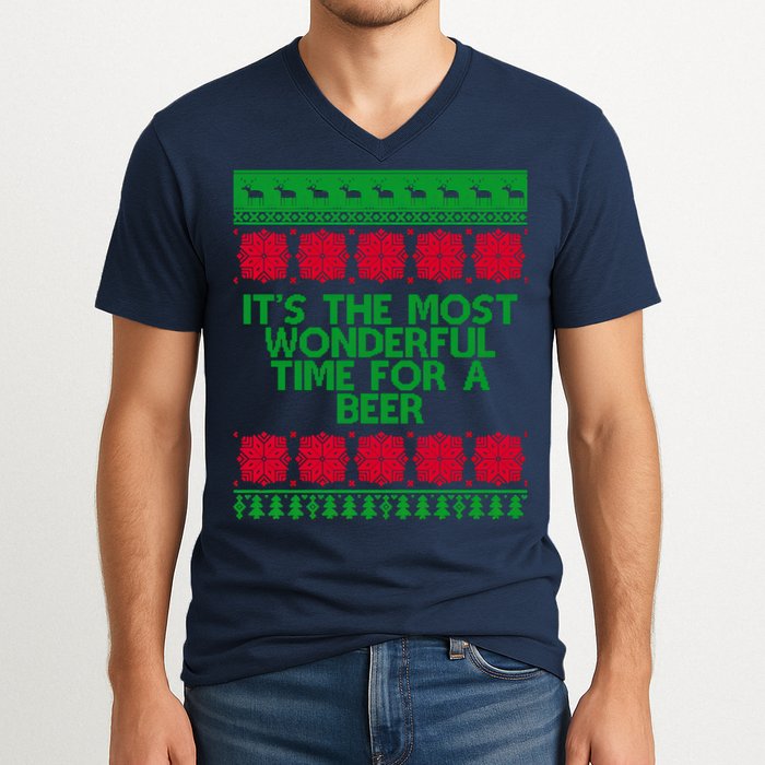 Its The Most Wonderful Time For A Beer Christmas V-Neck T-Shirt