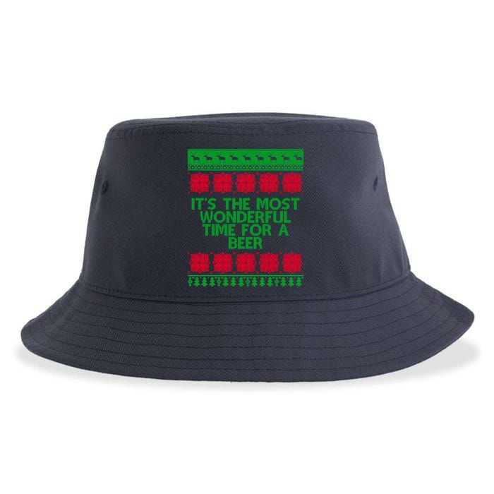 Its The Most Wonderful Time For A Beer Christmas Sustainable Bucket Hat