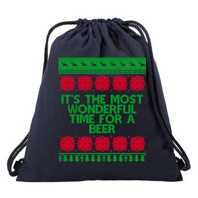 Its The Most Wonderful Time For A Beer Christmas Drawstring Bag