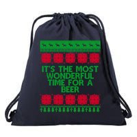 Its The Most Wonderful Time For A Beer Christmas Drawstring Bag