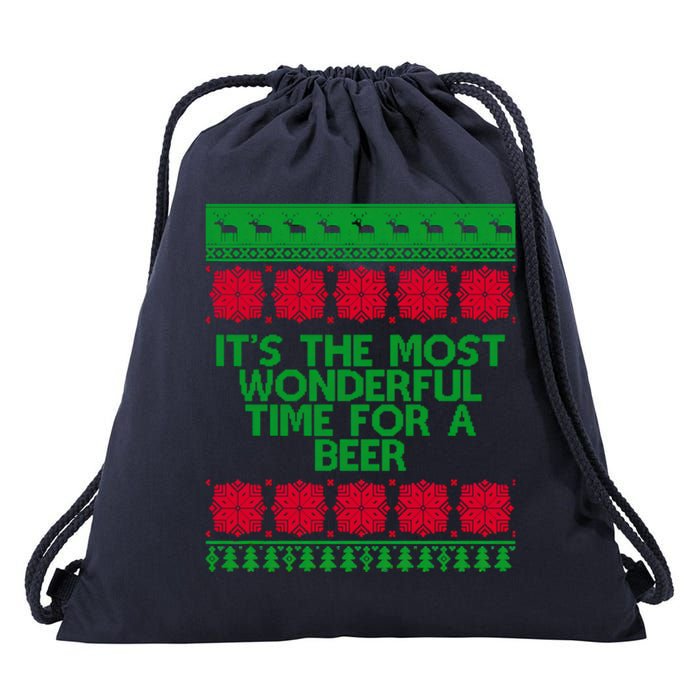 Its The Most Wonderful Time For A Beer Christmas Drawstring Bag