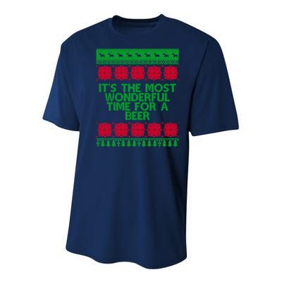 Its The Most Wonderful Time For A Beer Christmas Youth Performance Sprint T-Shirt