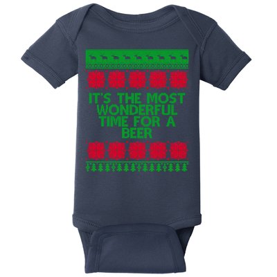 Its The Most Wonderful Time For A Beer Christmas Baby Bodysuit