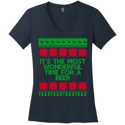 Its The Most Wonderful Time For A Beer Christmas Women's V-Neck T-Shirt