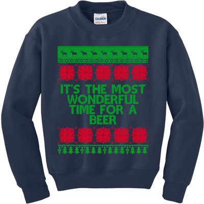 Its The Most Wonderful Time For A Beer Christmas Kids Sweatshirt