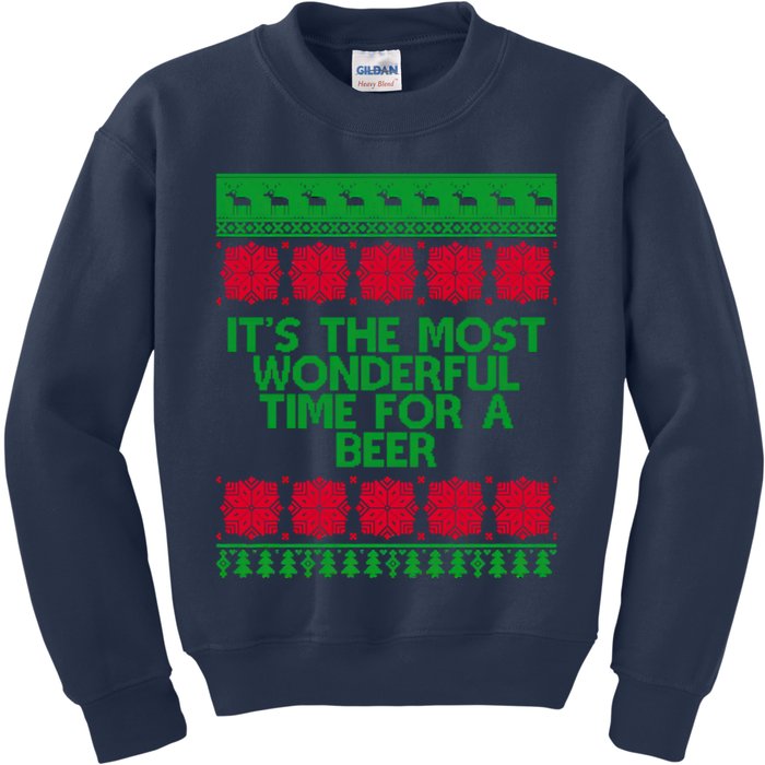 Its The Most Wonderful Time For A Beer Christmas Kids Sweatshirt