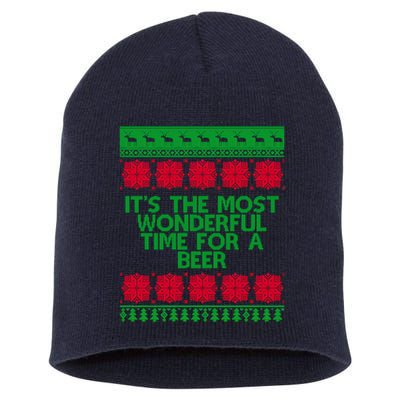 Its The Most Wonderful Time For A Beer Christmas Short Acrylic Beanie