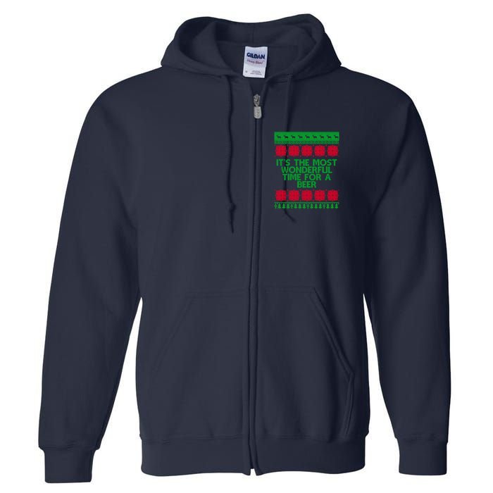 Its The Most Wonderful Time For A Beer Christmas Full Zip Hoodie