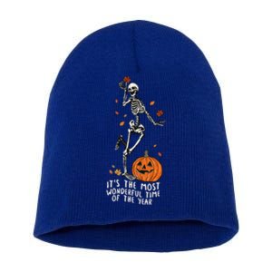 It’S The Most Wonderful Time Of The Year Skeleton Halloween Gift Short Acrylic Beanie