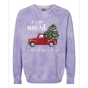 Its The Most Wonderful Time Of The Year Christmas Red Truck Gift Colorblast Crewneck Sweatshirt