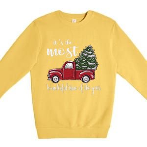 Its The Most Wonderful Time Of The Year Christmas Red Truck Gift Premium Crewneck Sweatshirt