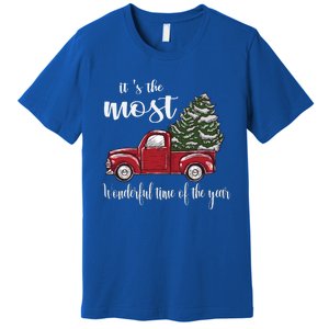 Its The Most Wonderful Time Of The Year Christmas Red Truck Gift Premium T-Shirt